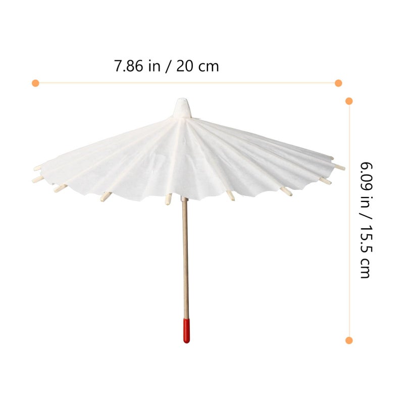 Alipis Parasol Mini Umbrella Doll Umbrella, White Blank Paper Parasol Diy Craft Umbrella Drink Umbrellas Cocktail Picks Decorations Dollhouse Cute Tiny Umbrella Mini Parasol 5pcs - Image 2